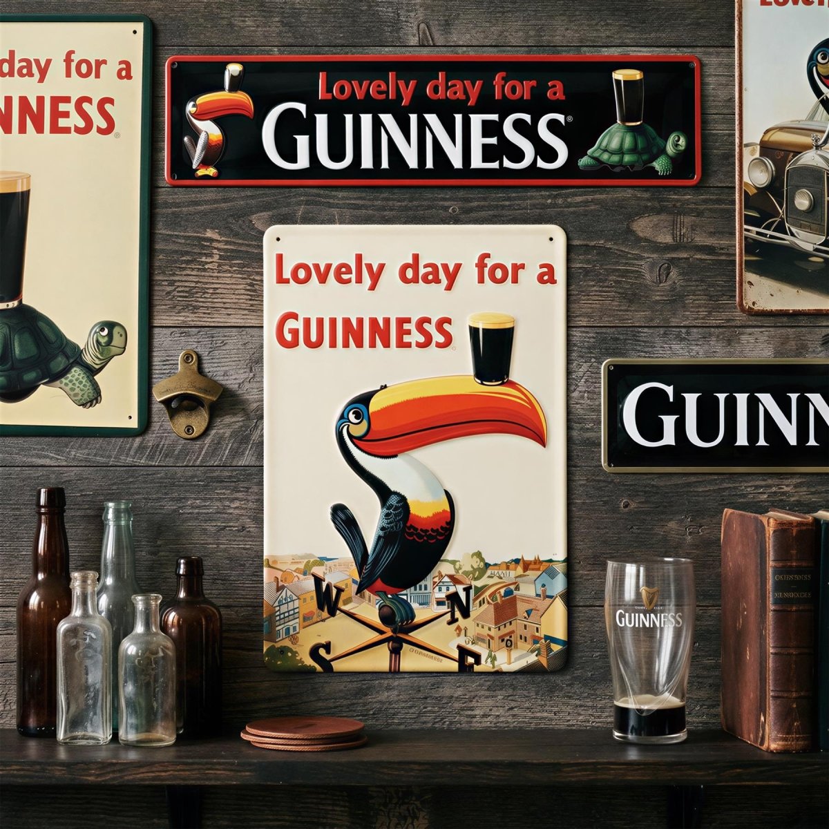 Guinness Contemporary Metal Tin Sign - 50 x 12cm - Black - RUTHERFORD & Co