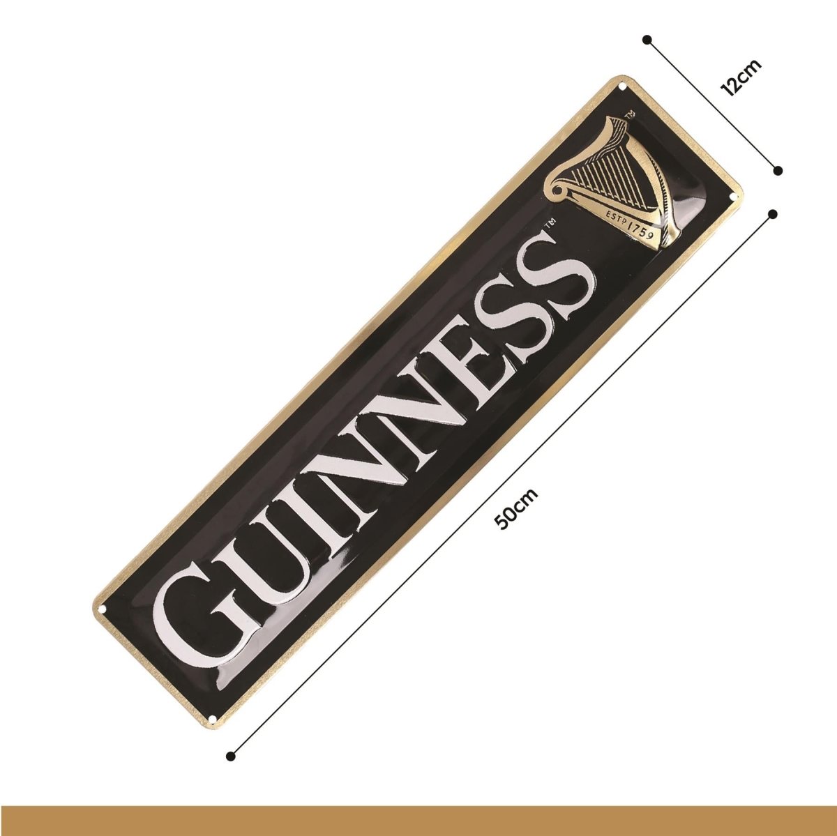 Guinness Contemporary Metal Tin Sign - 50 x 12cm - Black - RUTHERFORD & Co