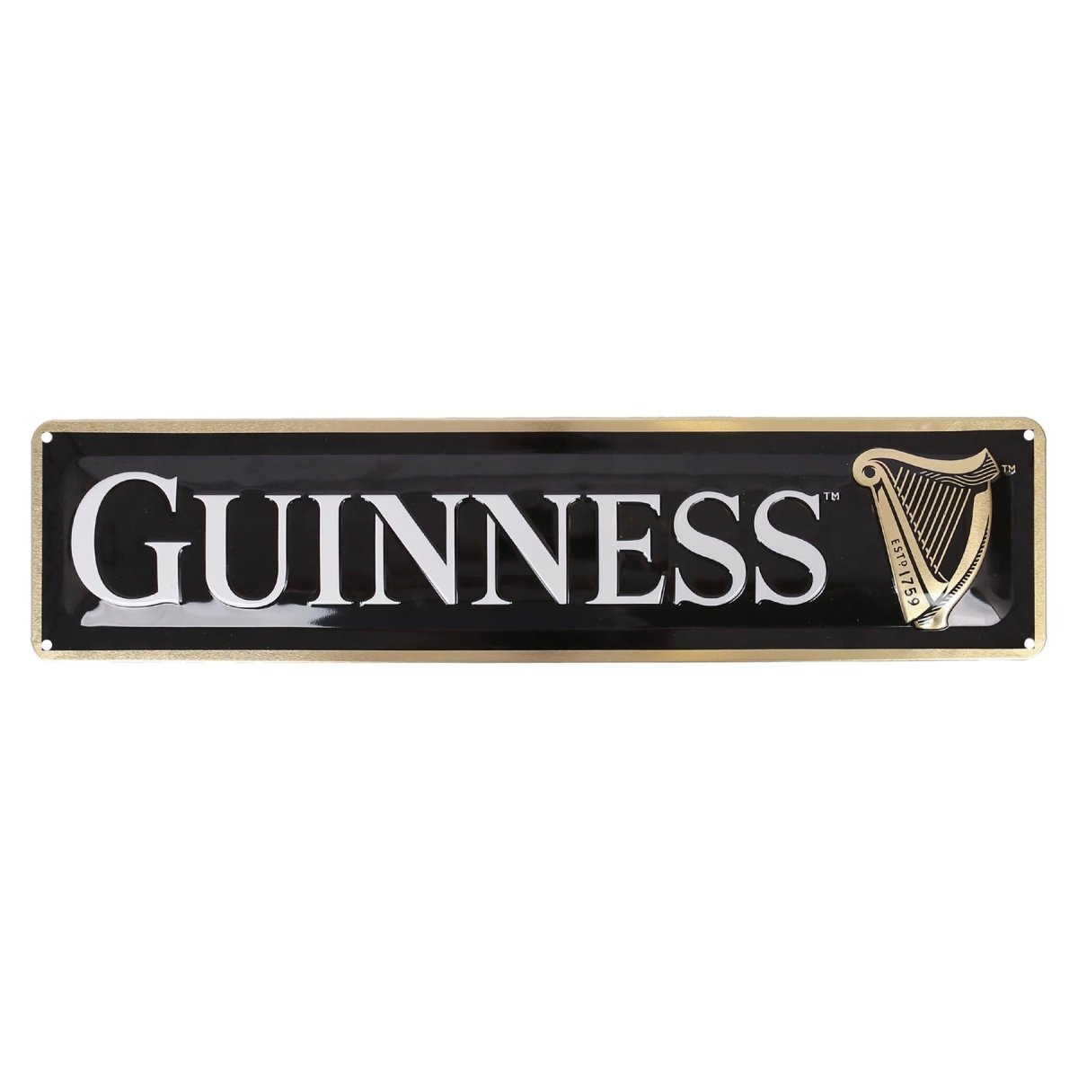 Guinness Contemporary Metal Tin Sign - 50 x 12cm - Black - RUTHERFORD & Co