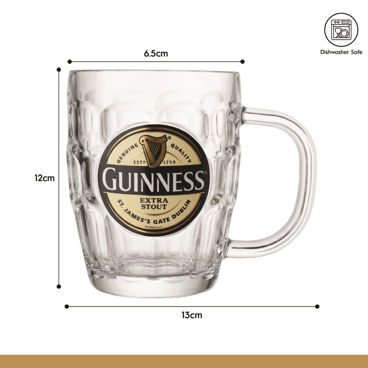 Guinness Label Dimpled Glass Tankard - RUTHERFORD & Co