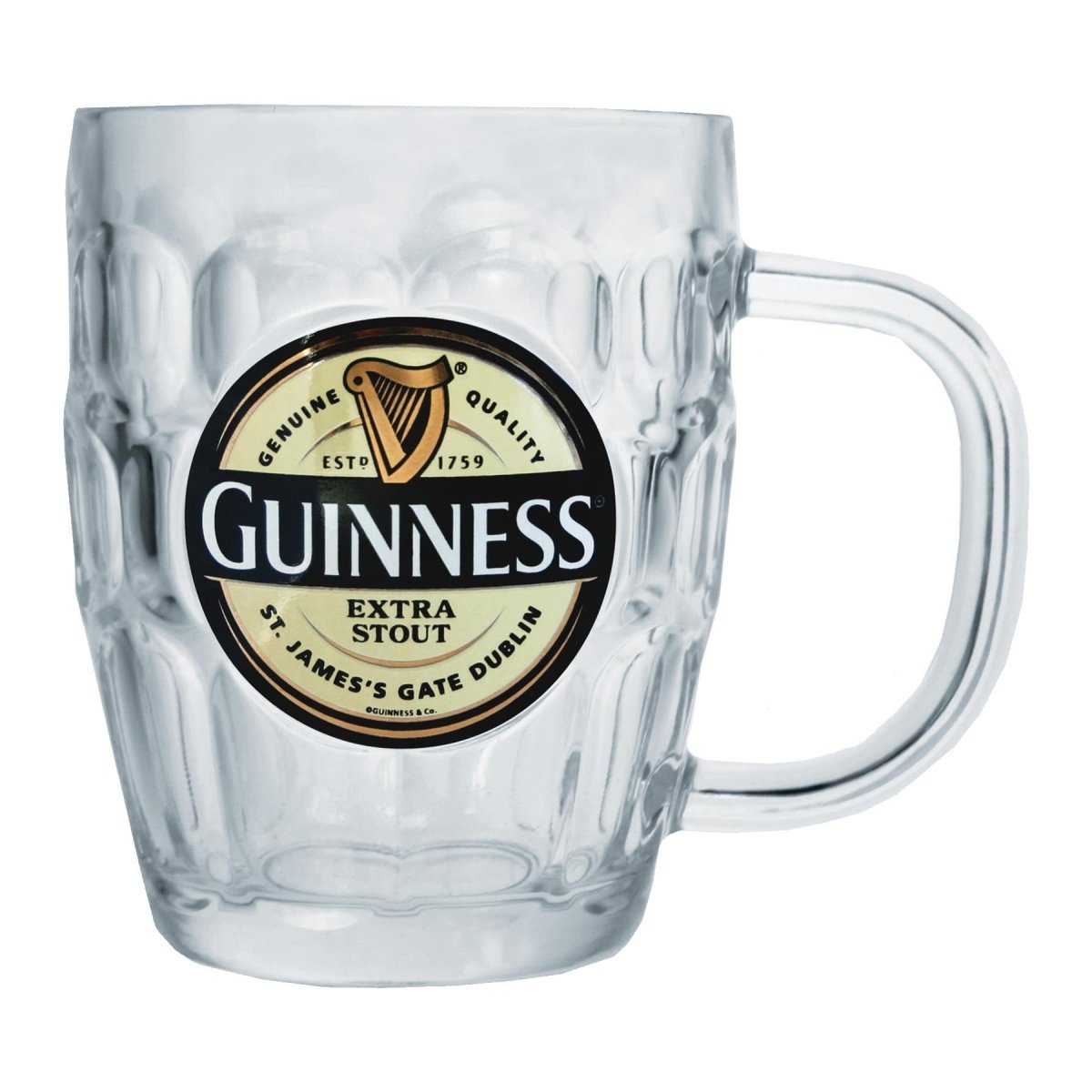 Guinness Label Dimpled Glass Tankard - RUTHERFORD & Co