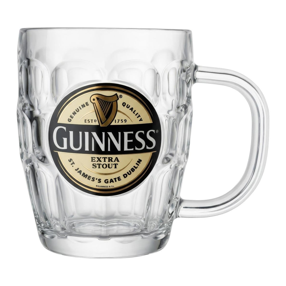 Guinness Label Dimpled Glass Tankard - RUTHERFORD & Co