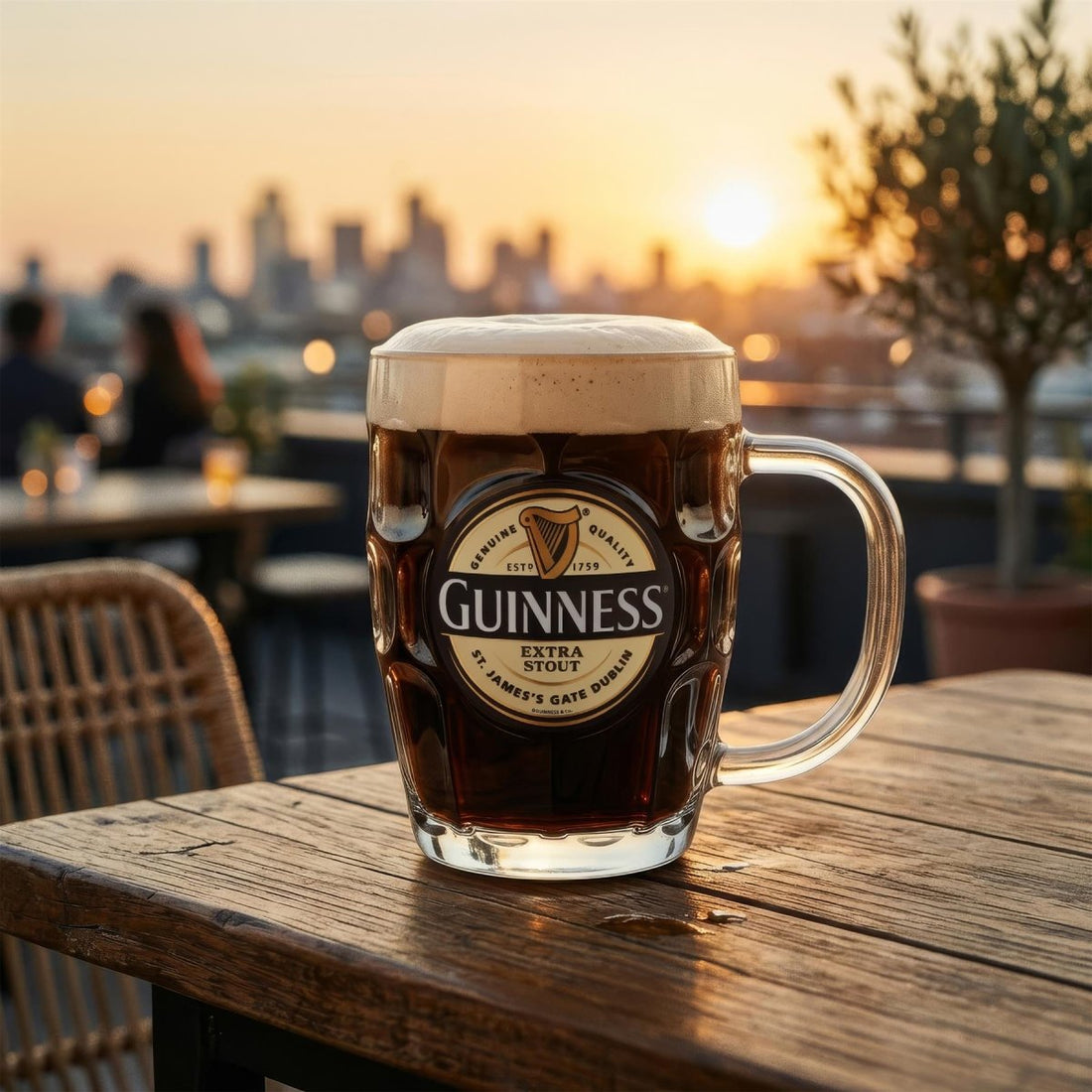 Guinness Label Dimpled Glass Tankard - RUTHERFORD & Co