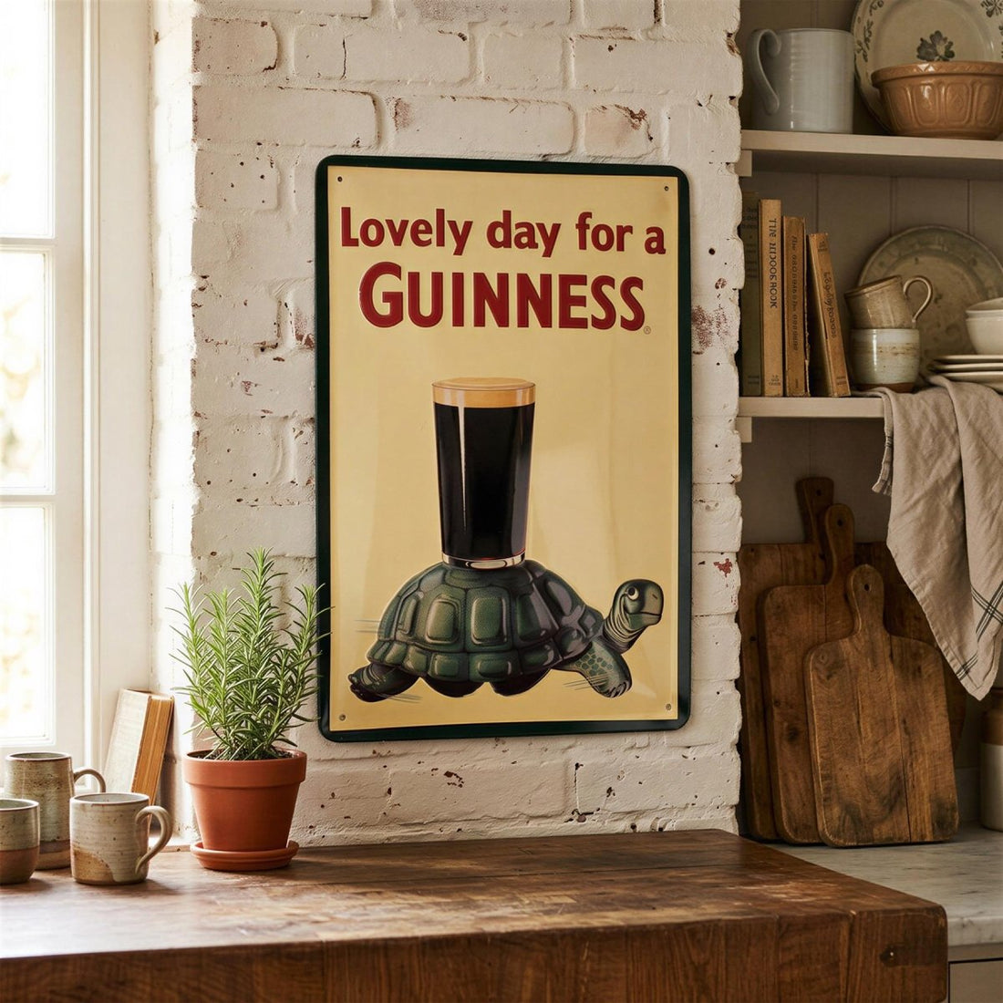 Guinness Tortoise Metal Tin Sign - 20 x 30cm - Cream - RUTHERFORD & Co