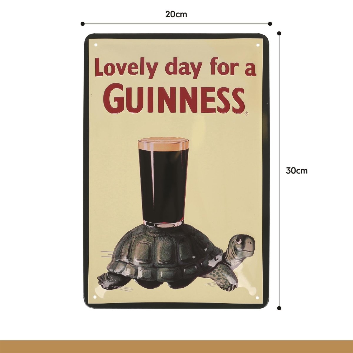 Guinness Tortoise Metal Tin Sign - 20 x 30cm - Cream - RUTHERFORD & Co