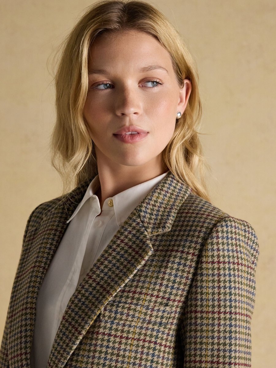 Hackmore Grey Check Relaxed Fit Tweed Wool Blend Blazer - RUTHERFORD & Co