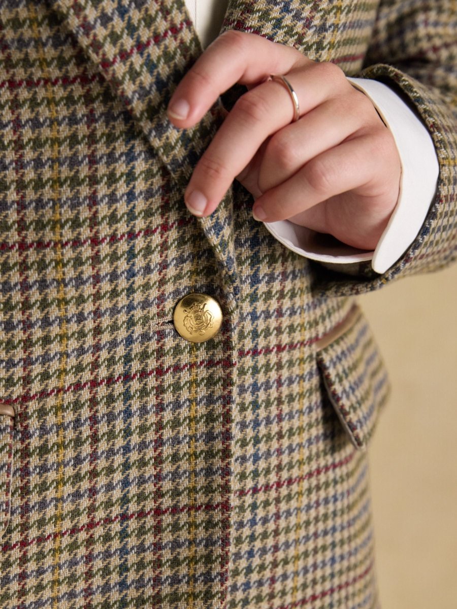Hackmore Grey Check Relaxed Fit Tweed Wool Blend Blazer - RUTHERFORD & Co