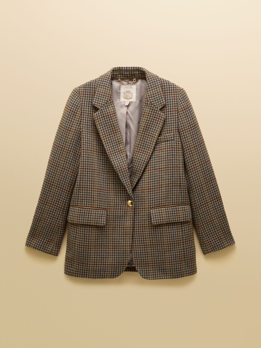 Hackmore Grey Check Relaxed Fit Tweed Wool Blend Blazer - RUTHERFORD & Co