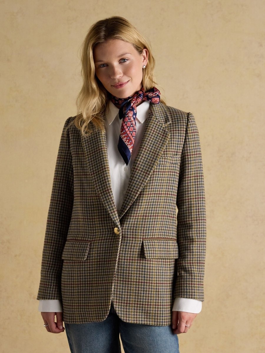 Hackmore Grey Check Relaxed Fit Tweed Wool Blend Blazer - RUTHERFORD & Co
