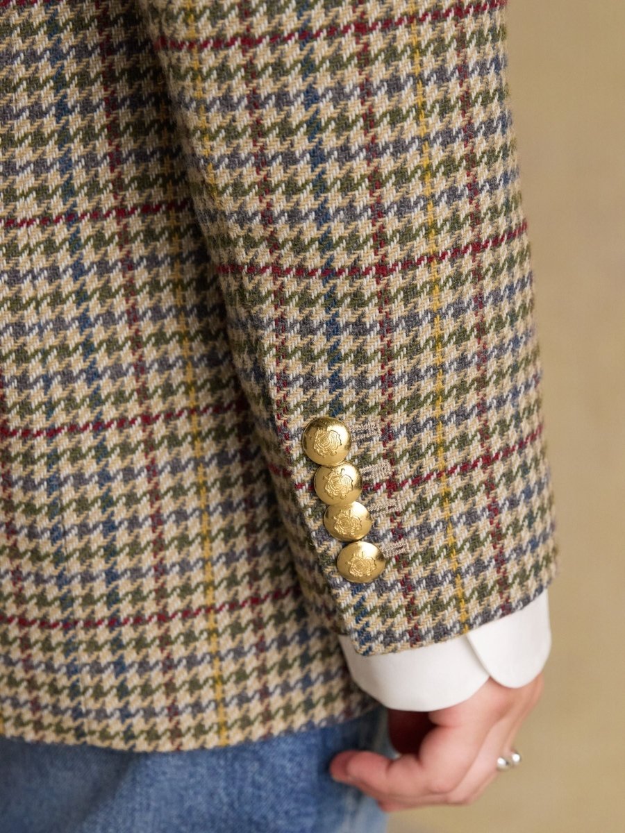 Hackmore Grey Check Relaxed Fit Tweed Wool Blend Blazer - RUTHERFORD & Co