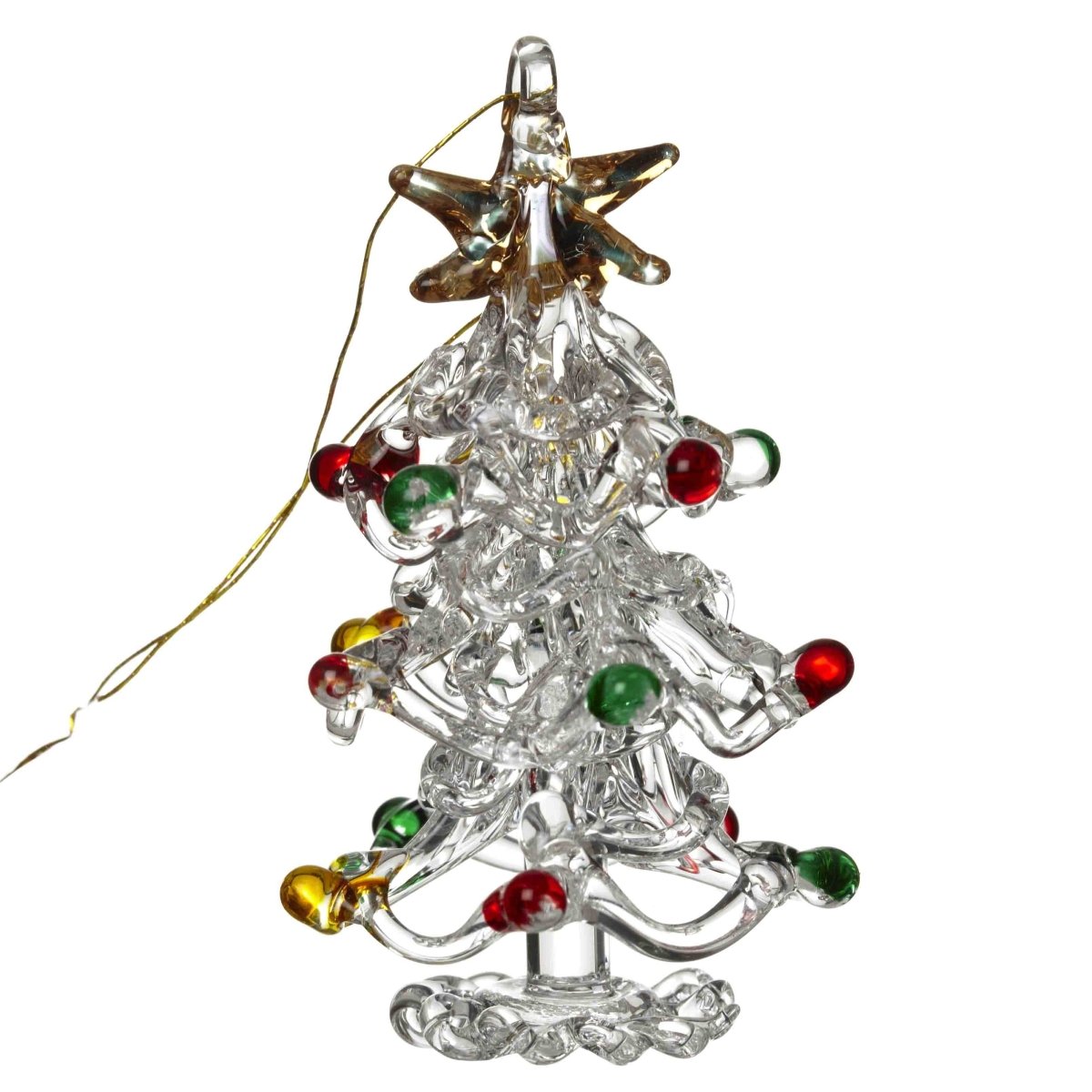 HANGING GLASS XMAS TREE W/COLOUR BAUBLES - RUTHERFORD & Co