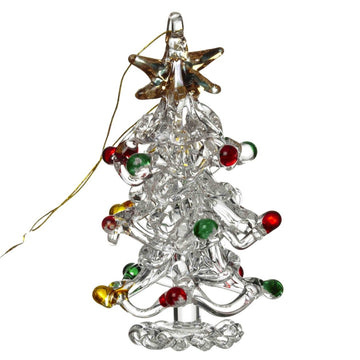 HANGING GLASS XMAS TREE W/COLOUR BAUBLES - RUTHERFORD & Co