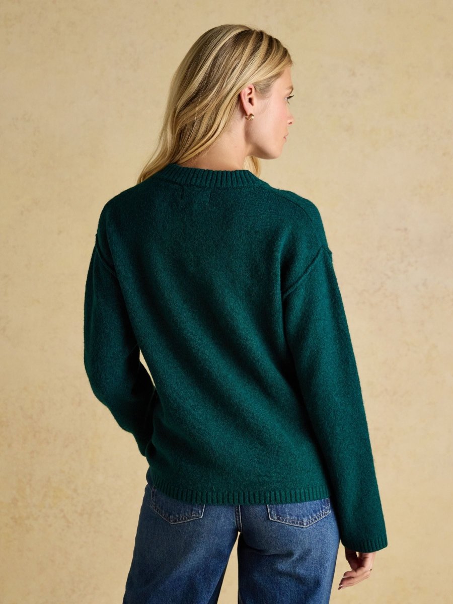 Hannah Green V - Neck Relaxed Fit Jumper - RUTHERFORD & Co