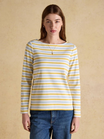 Harbour Blue & Yellow Striped Boat Neck Long Sleeve Breton Top - RUTHERFORD & Co
