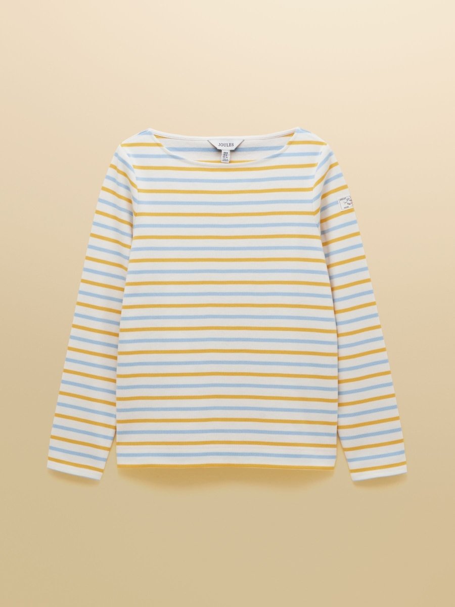 Harbour Blue & Yellow Striped Boat Neck Long Sleeve Breton Top - RUTHERFORD & Co