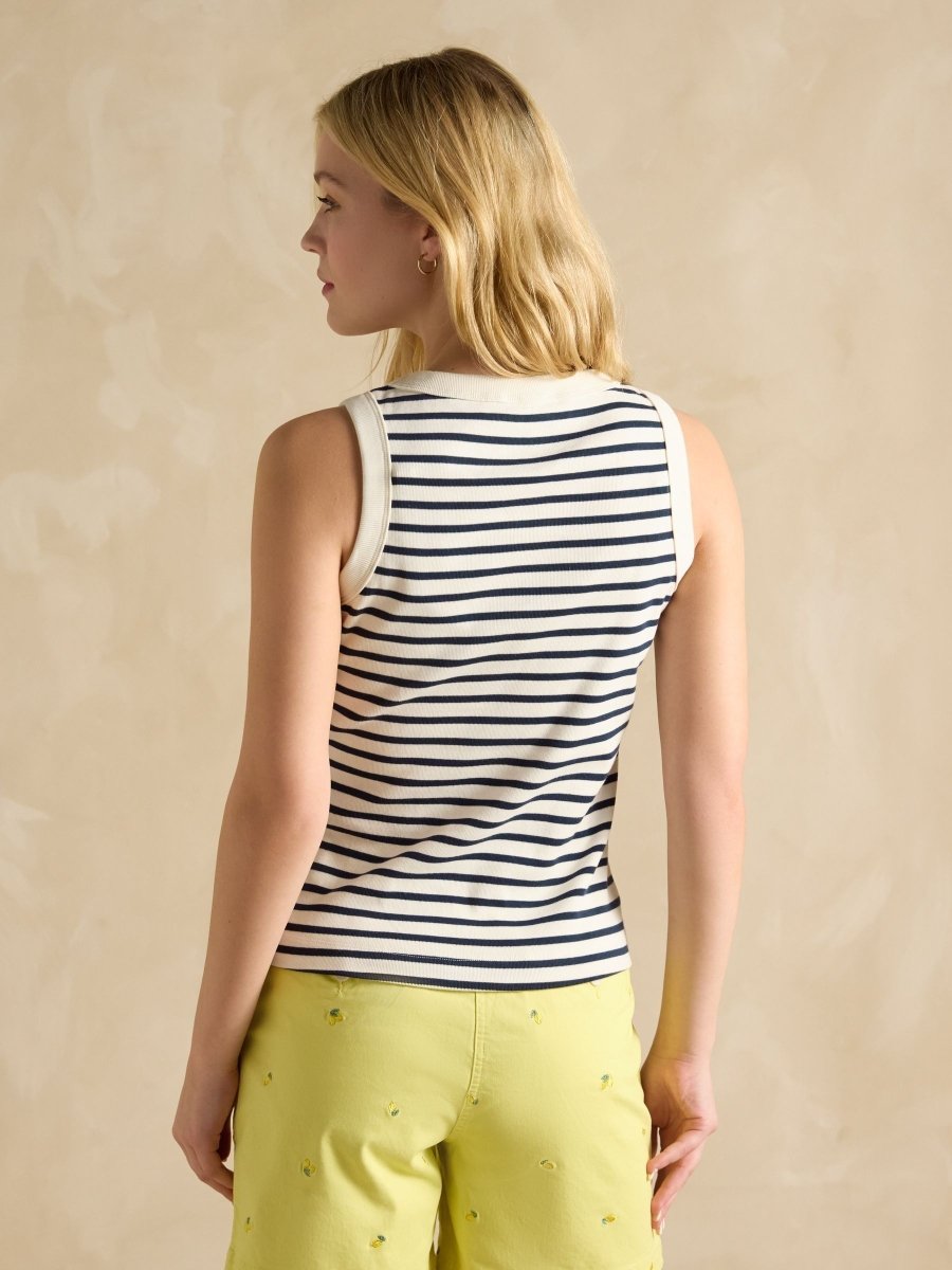 Harbour Cream & Navy Striped Jersey Vest - RUTHERFORD & Co