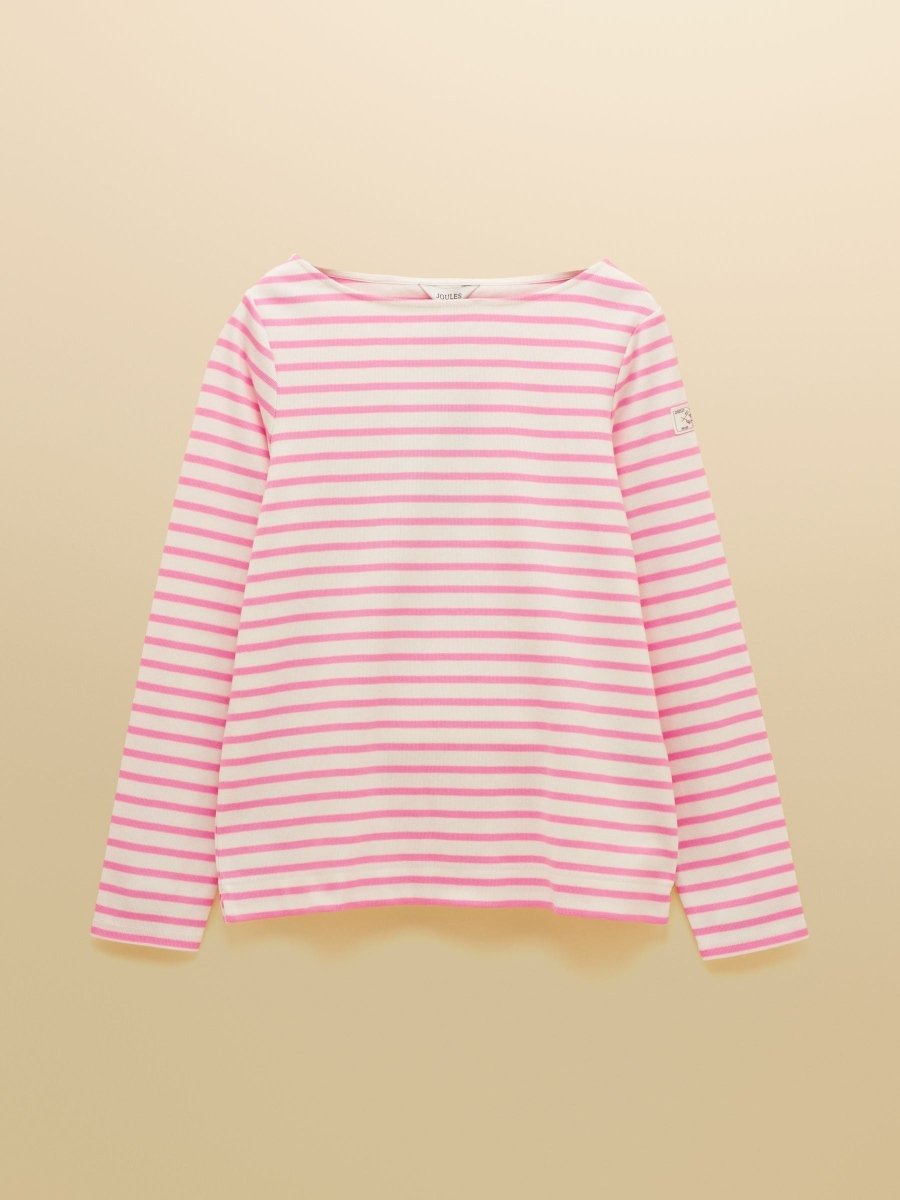 Harbour Cream & Pink Striped Boat Neck Long Sleeve Breton Top - RUTHERFORD & Co
