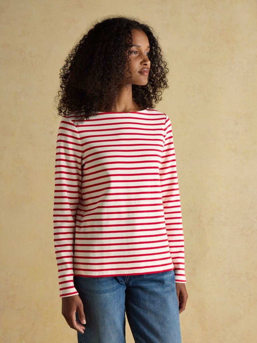 Harbour Cream/Red Boat Neck Breton Top - RUTHERFORD & Co