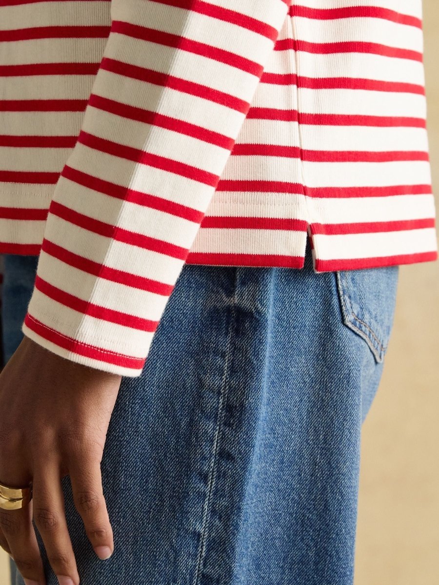 Harbour Cream/Red Boat Neck Breton Top - RUTHERFORD & Co