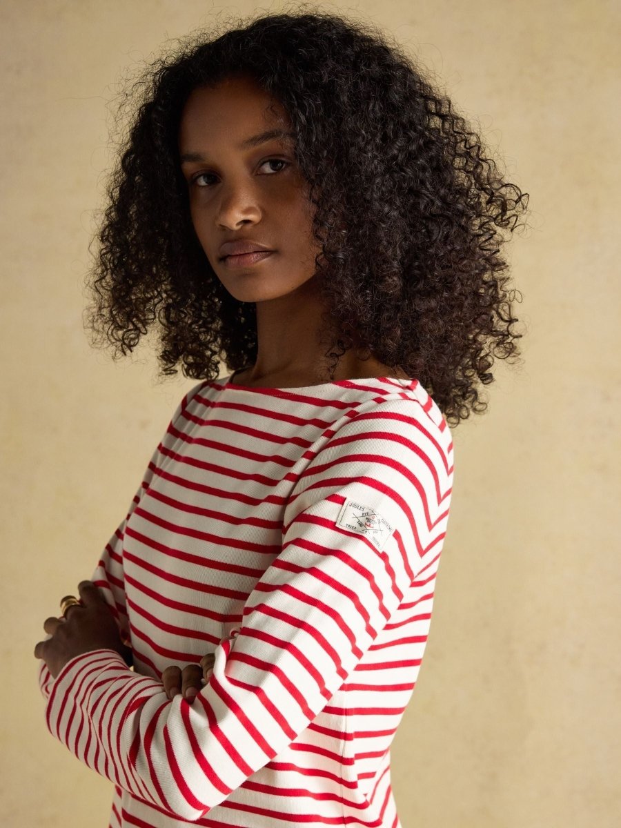 Harbour Cream/Red Boat Neck Breton Top - RUTHERFORD & Co