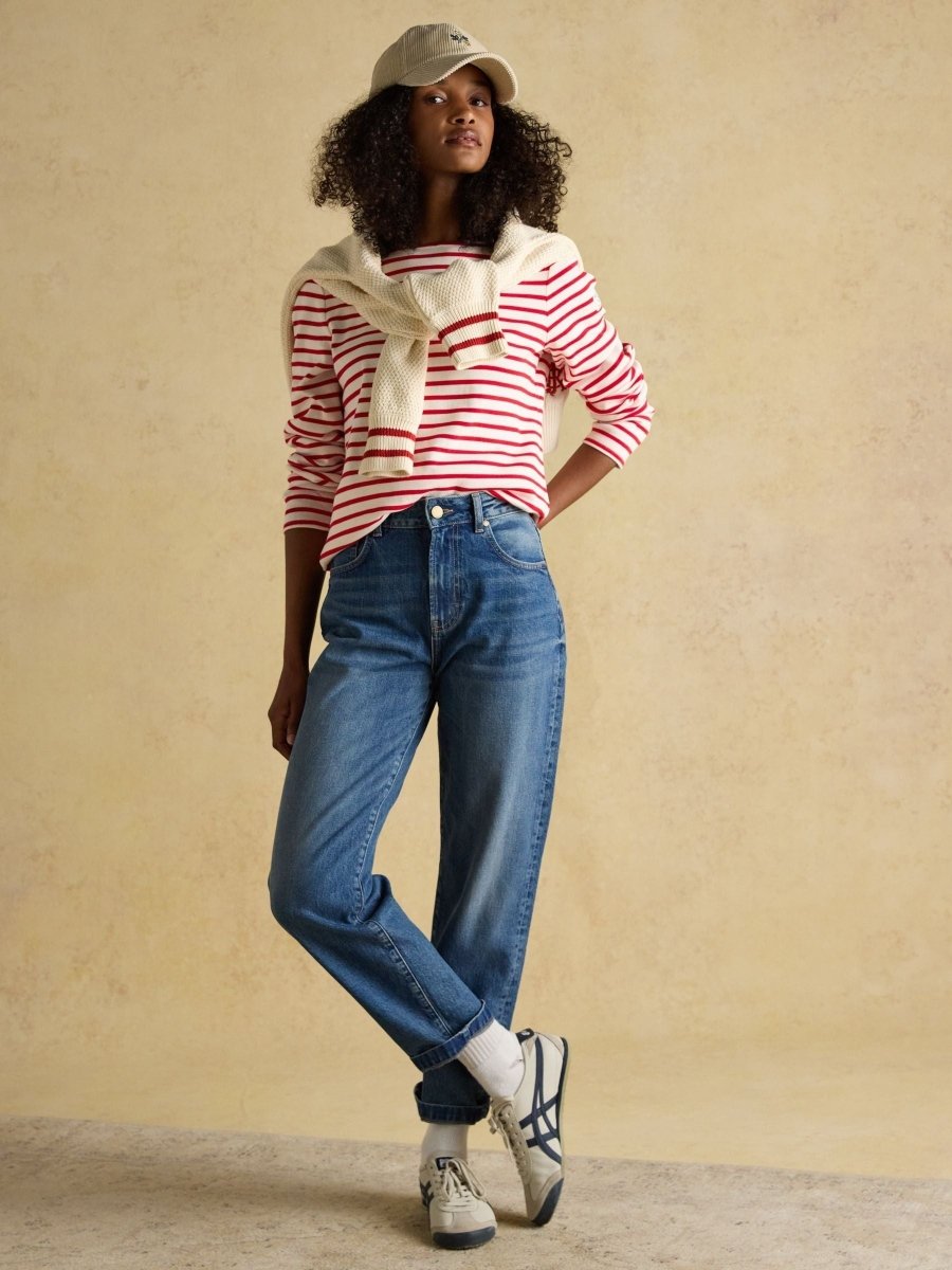 Harbour Cream/Red Boat Neck Breton Top - RUTHERFORD & Co