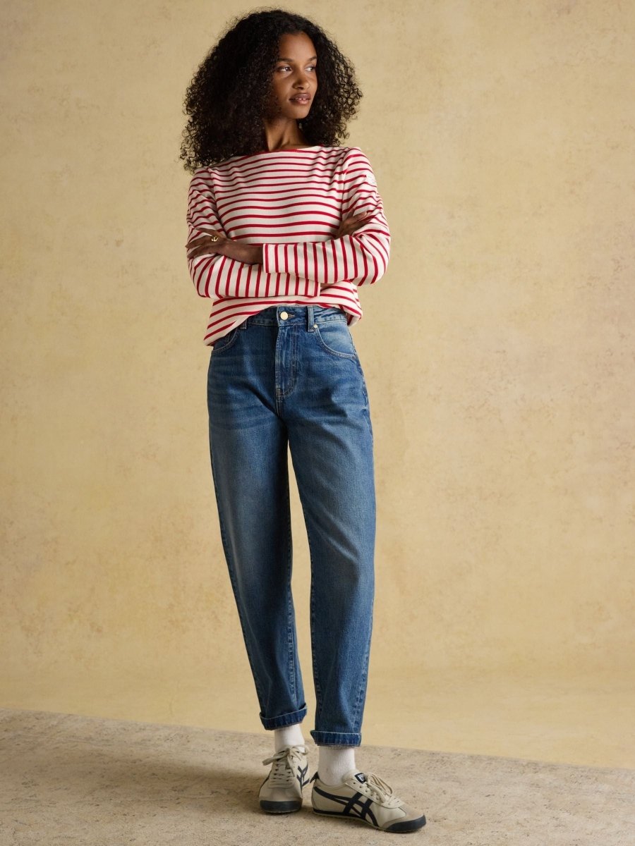 Harbour Cream/Red Boat Neck Breton Top - RUTHERFORD & Co