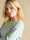 Harbour Green Blue Striped Boat Neck Breton Top - RUTHERFORD & Co