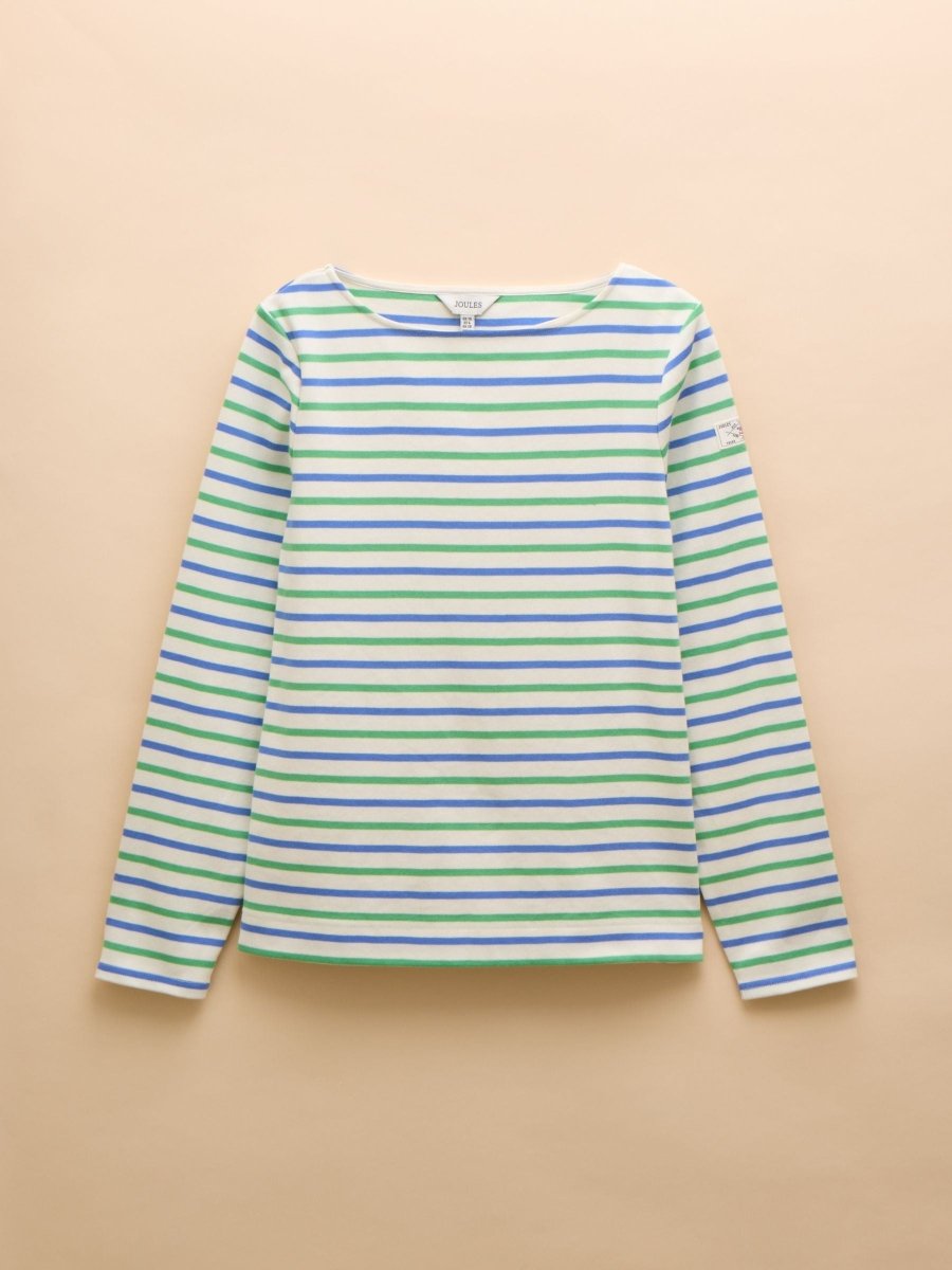 Harbour Green Blue Striped Boat Neck Breton Top - RUTHERFORD & Co