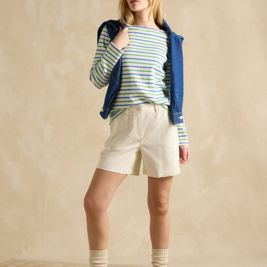 Harbour Green Blue Striped Boat Neck Breton Top - RUTHERFORD & Co