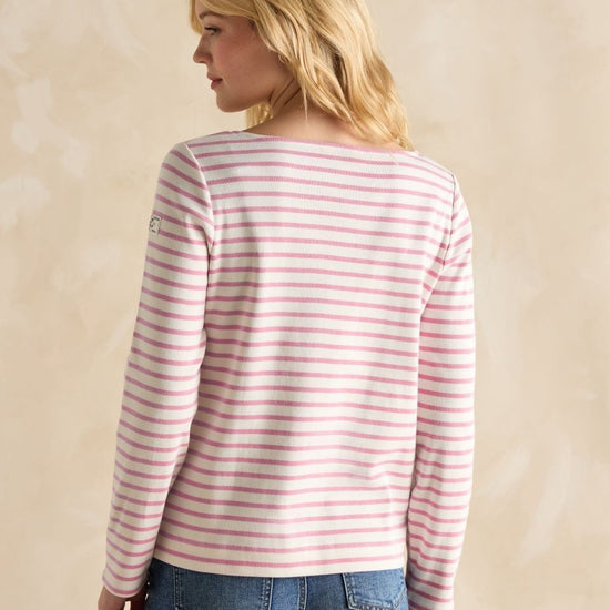 Harbour Lilac/White Boat Neck Breton Top - RUTHERFORD & Co