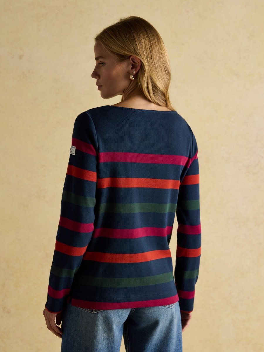 Harbour Navy Boat Neck 100% Cotton Breton Top - RUTHERFORD & Co
