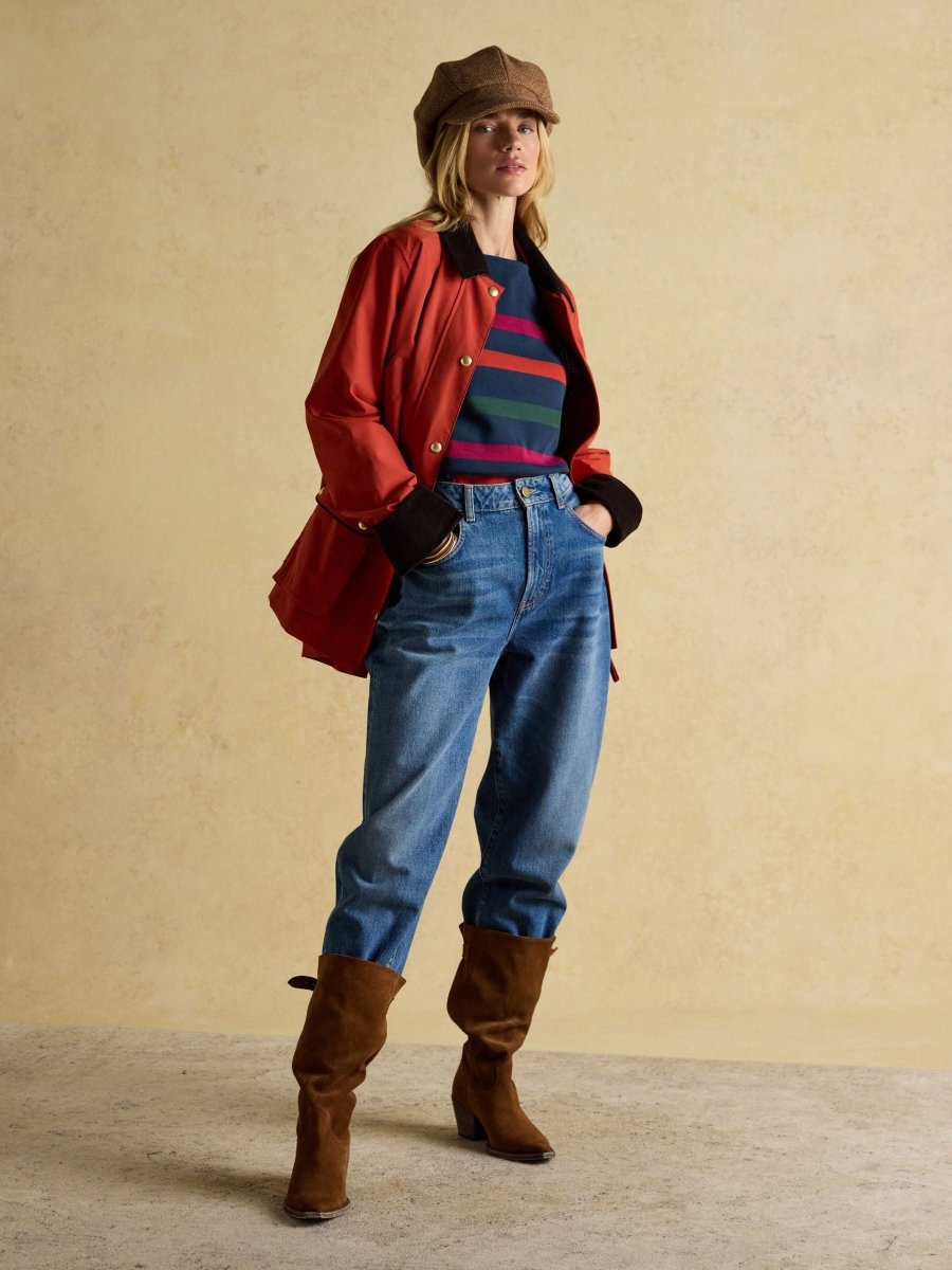 Harbour Navy Boat Neck 100% Cotton Breton Top - RUTHERFORD & Co