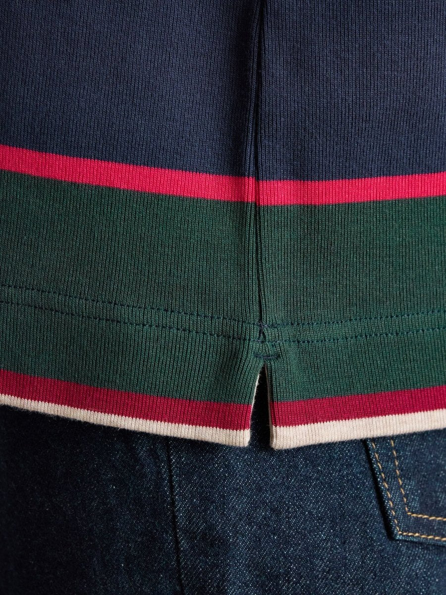 Harbour Navy & Green Boat Neck 100% Cotton Breton Top - RUTHERFORD & Co