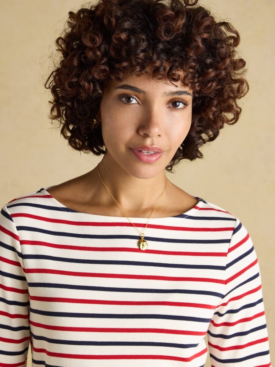 Harbour Navy & Red Striped Boat Neck Long Sleeve Breton Top - RUTHERFORD & Co