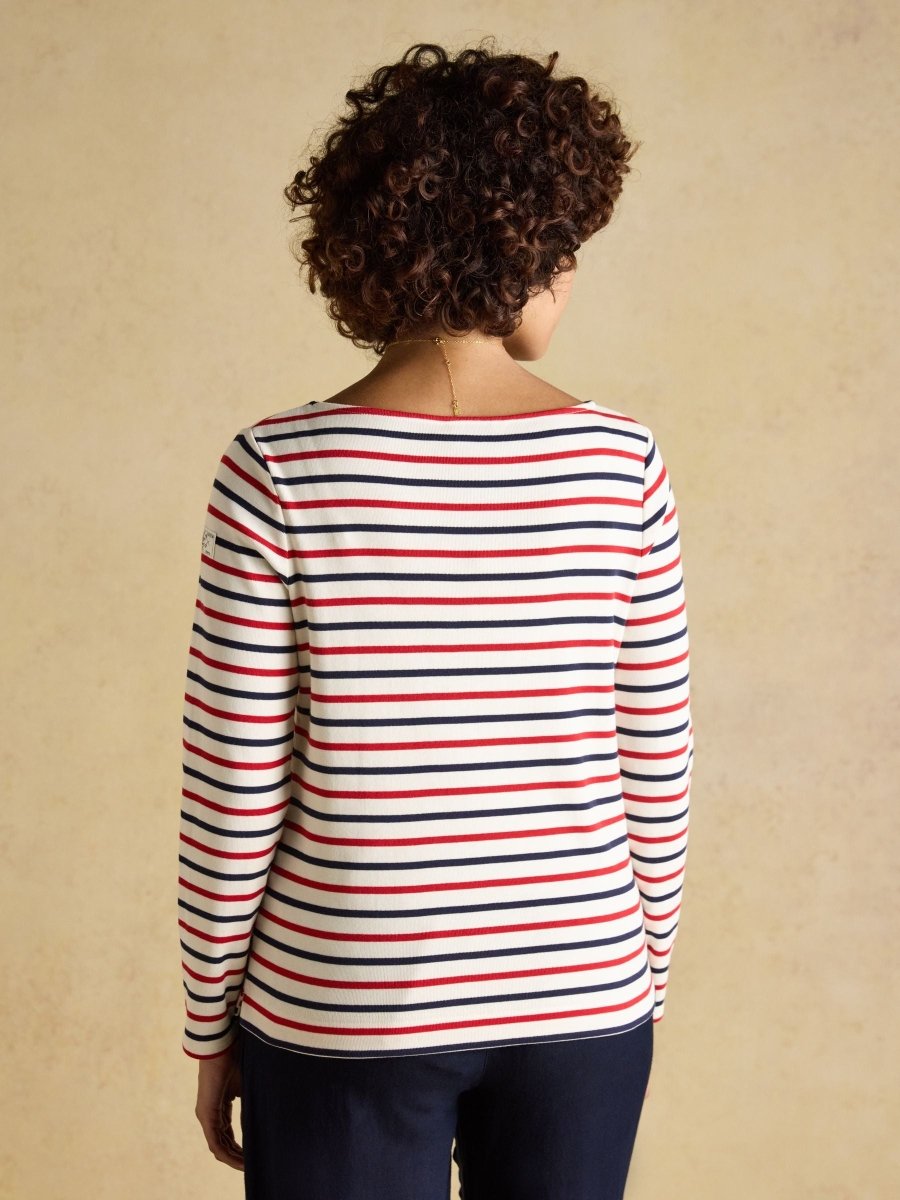 Harbour Navy & Red Striped Boat Neck Long Sleeve Breton Top - RUTHERFORD & Co