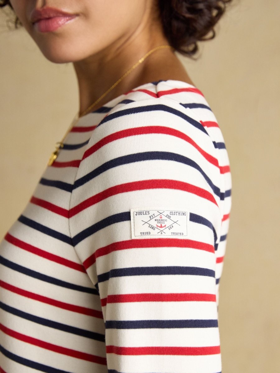Harbour Navy & Red Striped Boat Neck Long Sleeve Breton Top - RUTHERFORD & Co