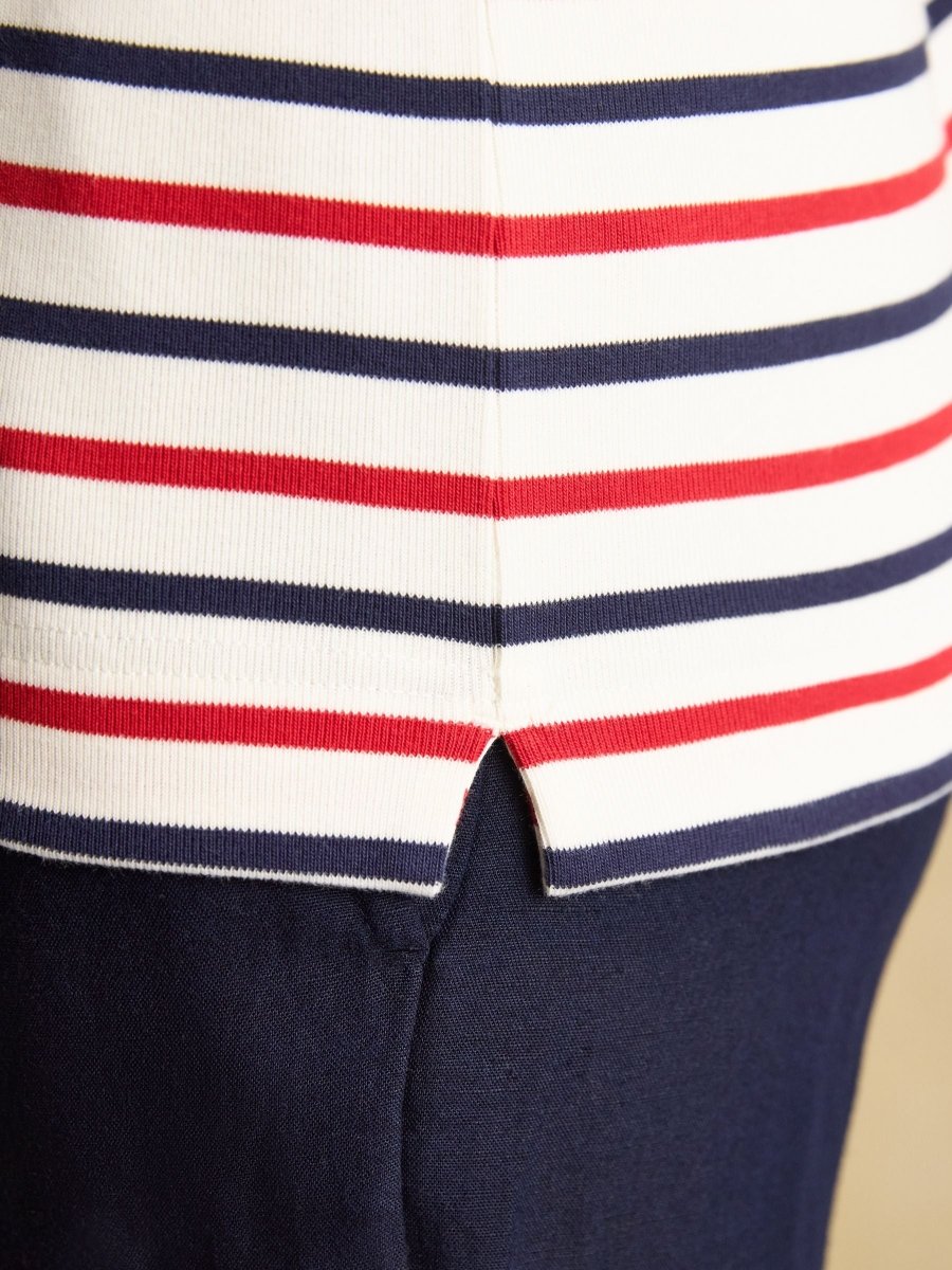 Harbour Navy & Red Striped Boat Neck Long Sleeve Breton Top - RUTHERFORD & Co