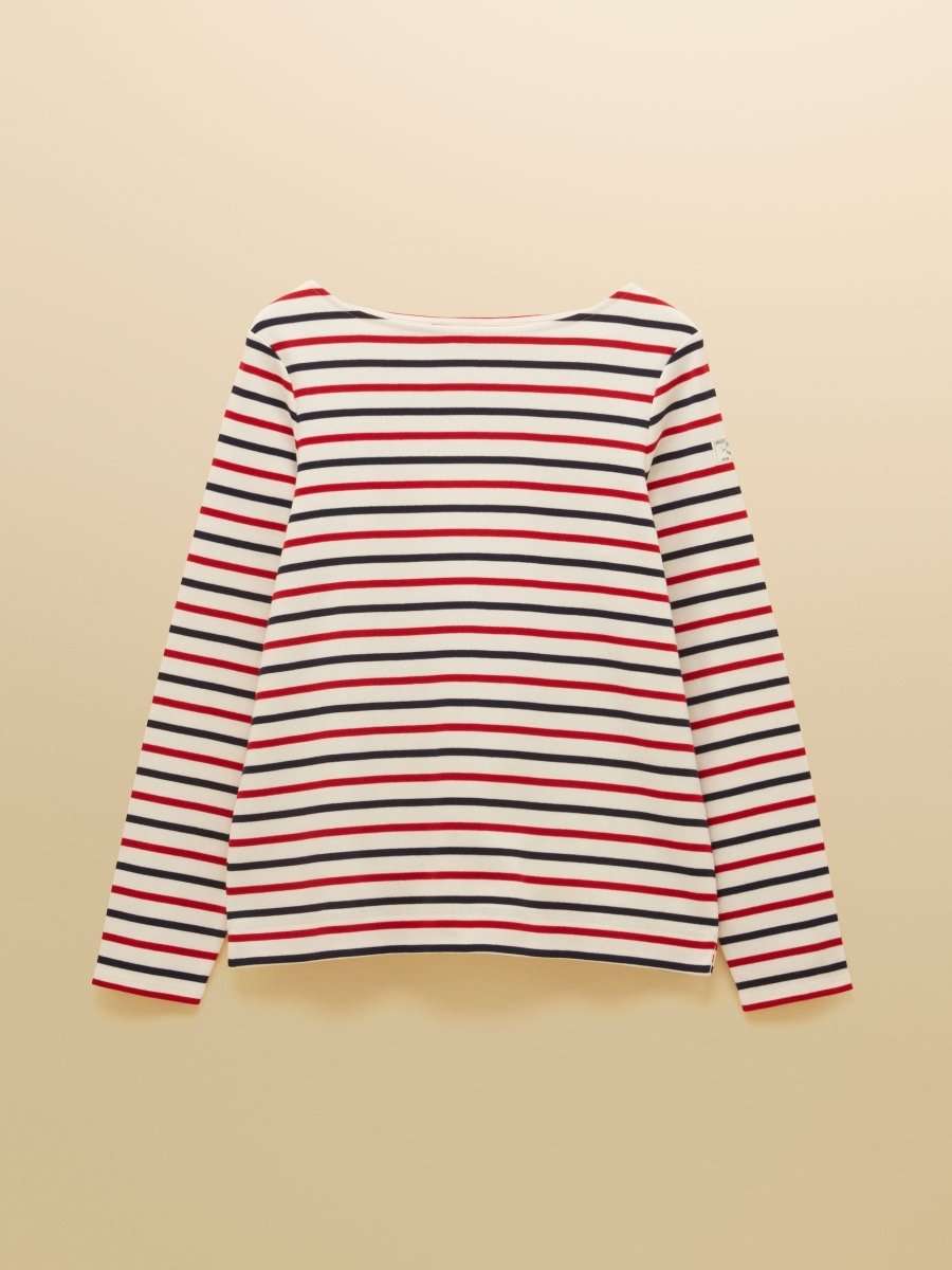 Harbour Navy & Red Striped Boat Neck Long Sleeve Breton Top - RUTHERFORD & Co