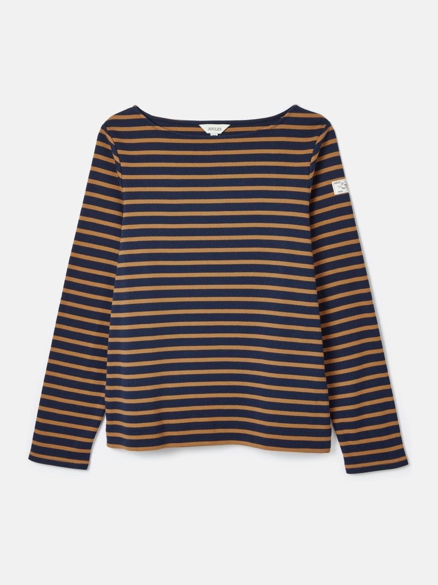 Harbour Navy & Tan Boat Neck Breton Top - RUTHERFORD & Co