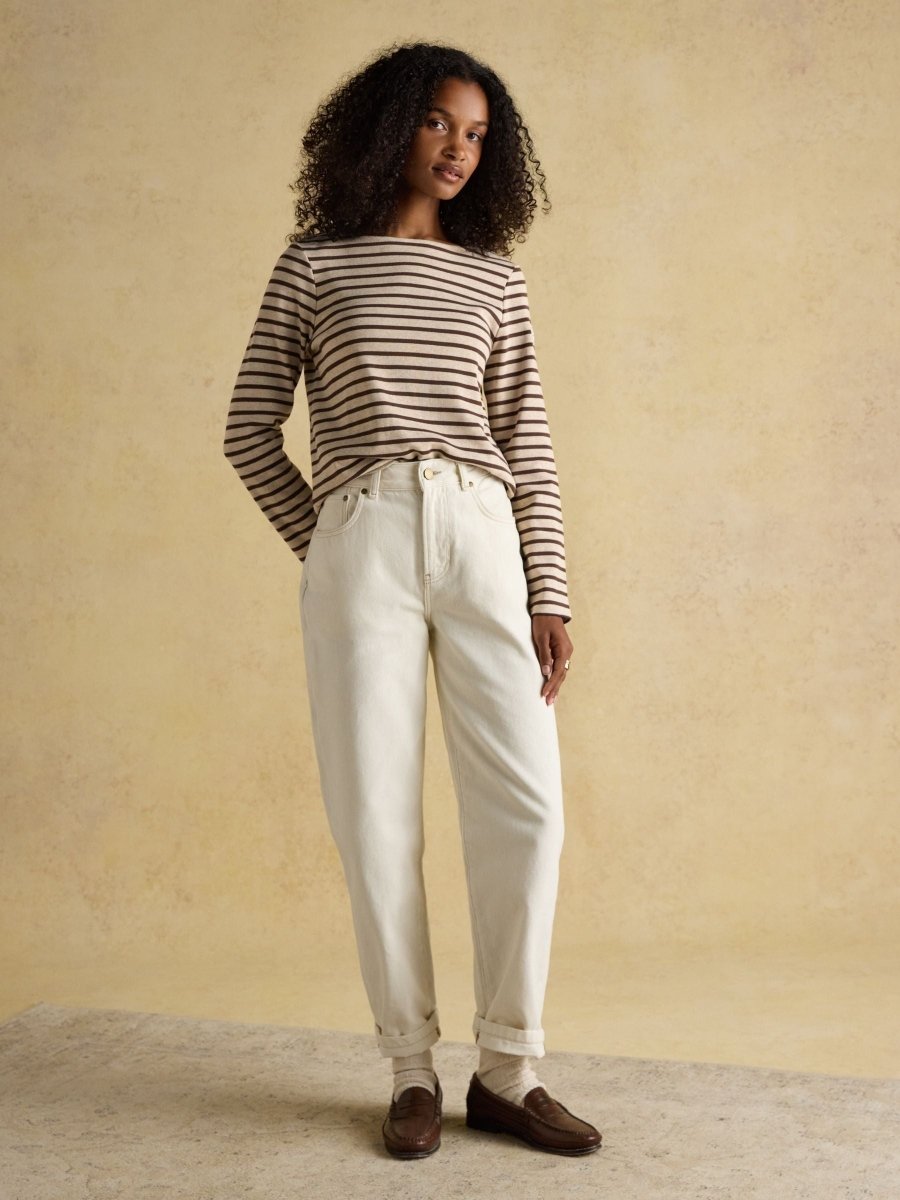 Harbour Neutral Boat Neck Breton Top - RUTHERFORD & Co