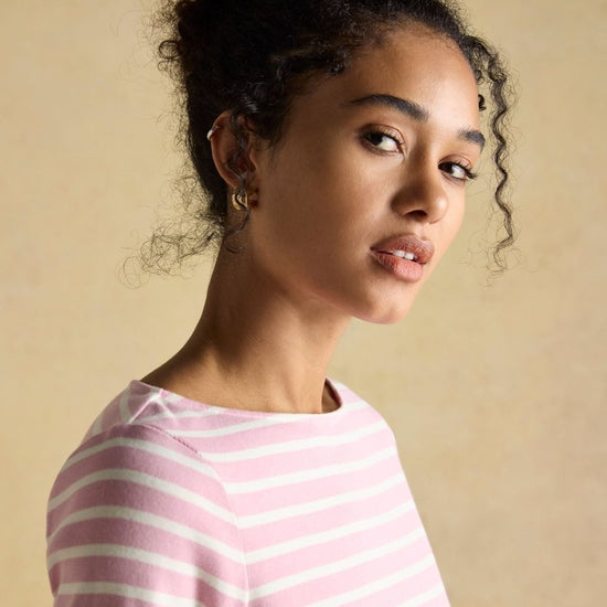 Harbour Pink Boat Neck 100% Cotton Breton Top - RUTHERFORD & Co