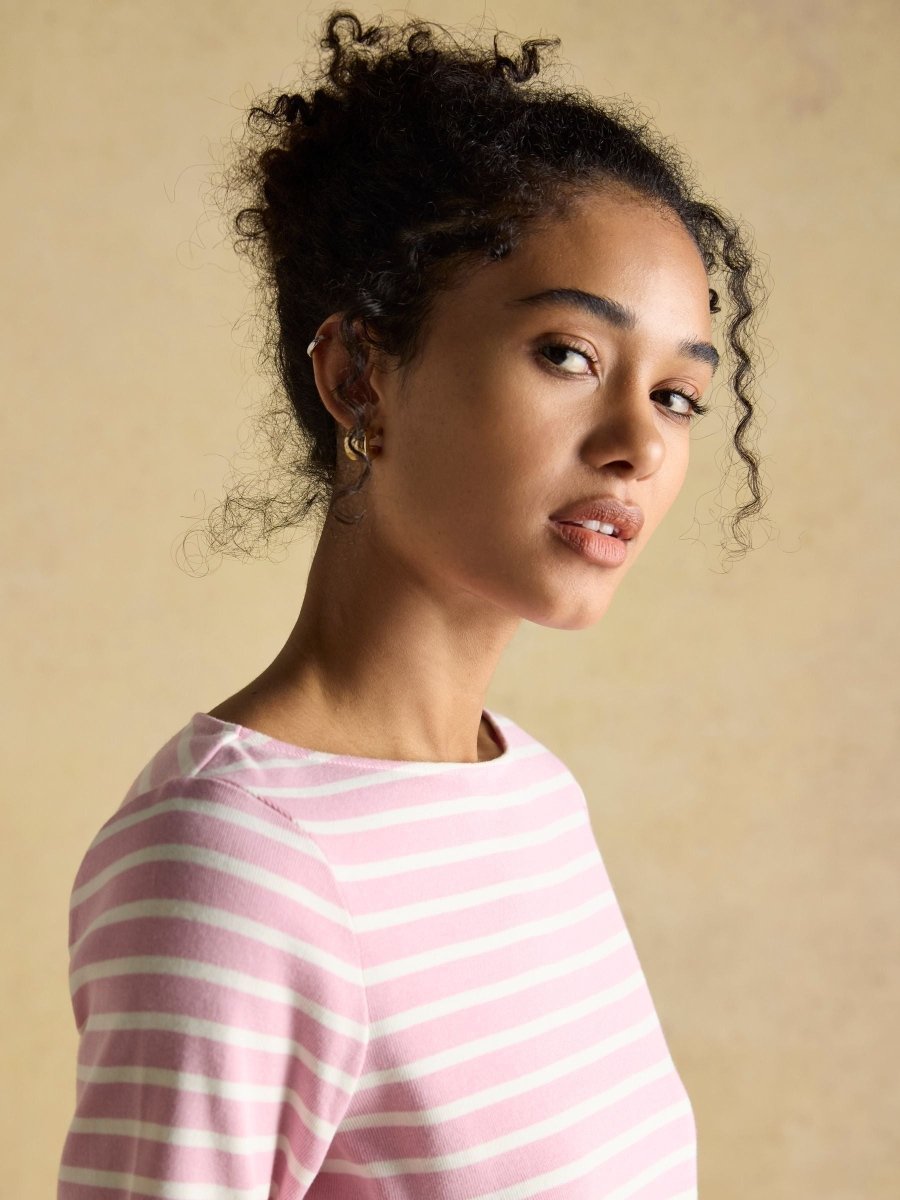 Harbour Pink Boat Neck 100% Cotton Breton Top - RUTHERFORD & Co