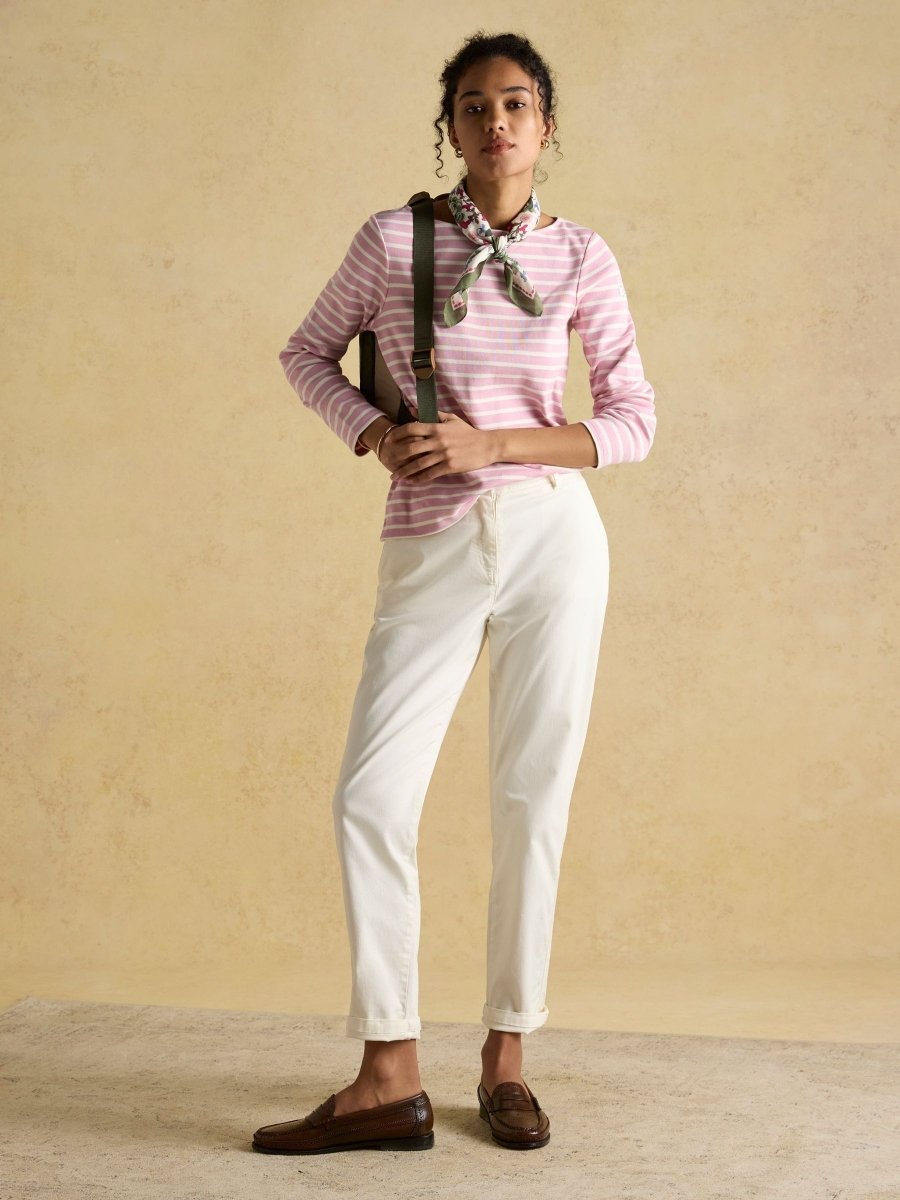 Harbour Pink Boat Neck 100% Cotton Breton Top - RUTHERFORD & Co
