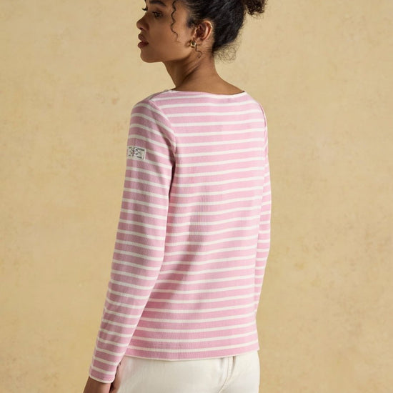 Harbour Pink Boat Neck 100% Cotton Breton Top - RUTHERFORD & Co