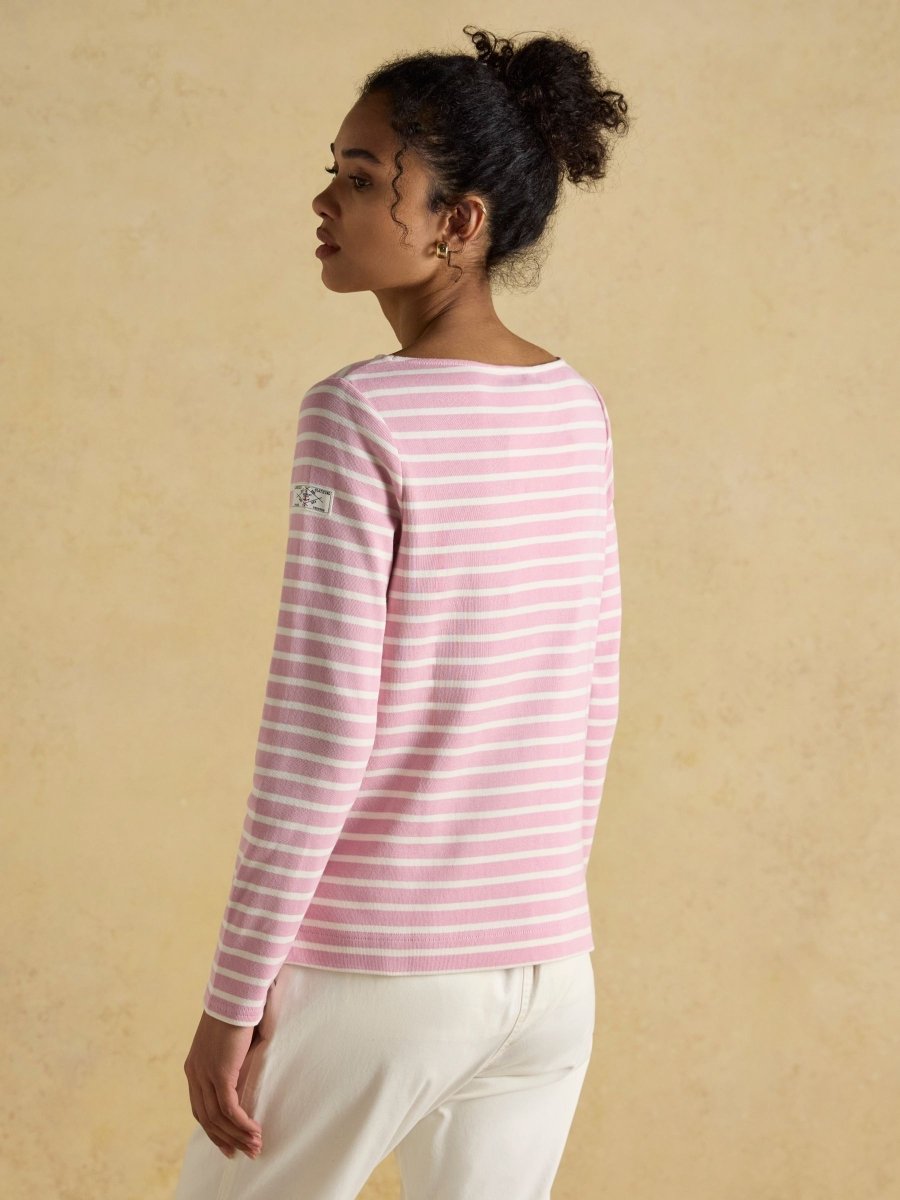 Harbour Pink Boat Neck 100% Cotton Breton Top - RUTHERFORD & Co
