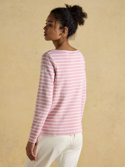 Harbour Pink Boat Neck 100% Cotton Breton Top - RUTHERFORD & Co