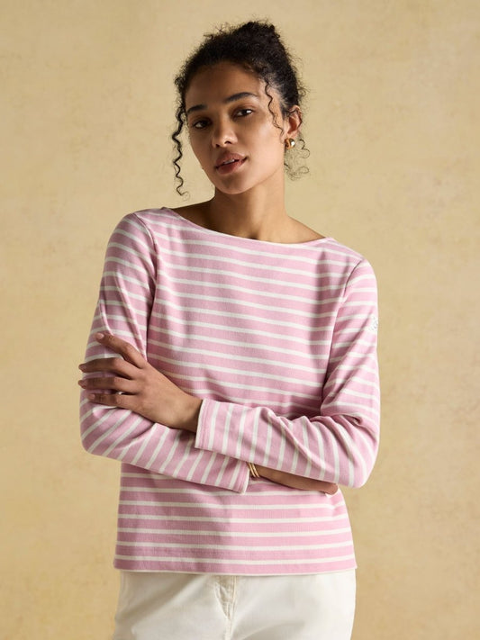 Harbour Pink Boat Neck 100% Cotton Breton Top - RUTHERFORD & Co