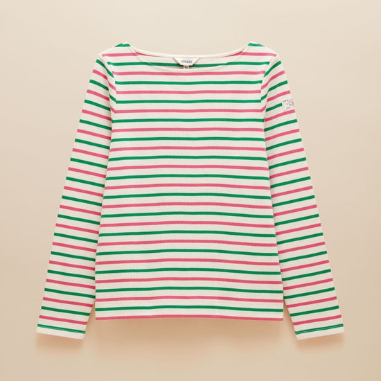 Harbour Pink & Green Striped Boat Neck Breton Top - RUTHERFORD & Co