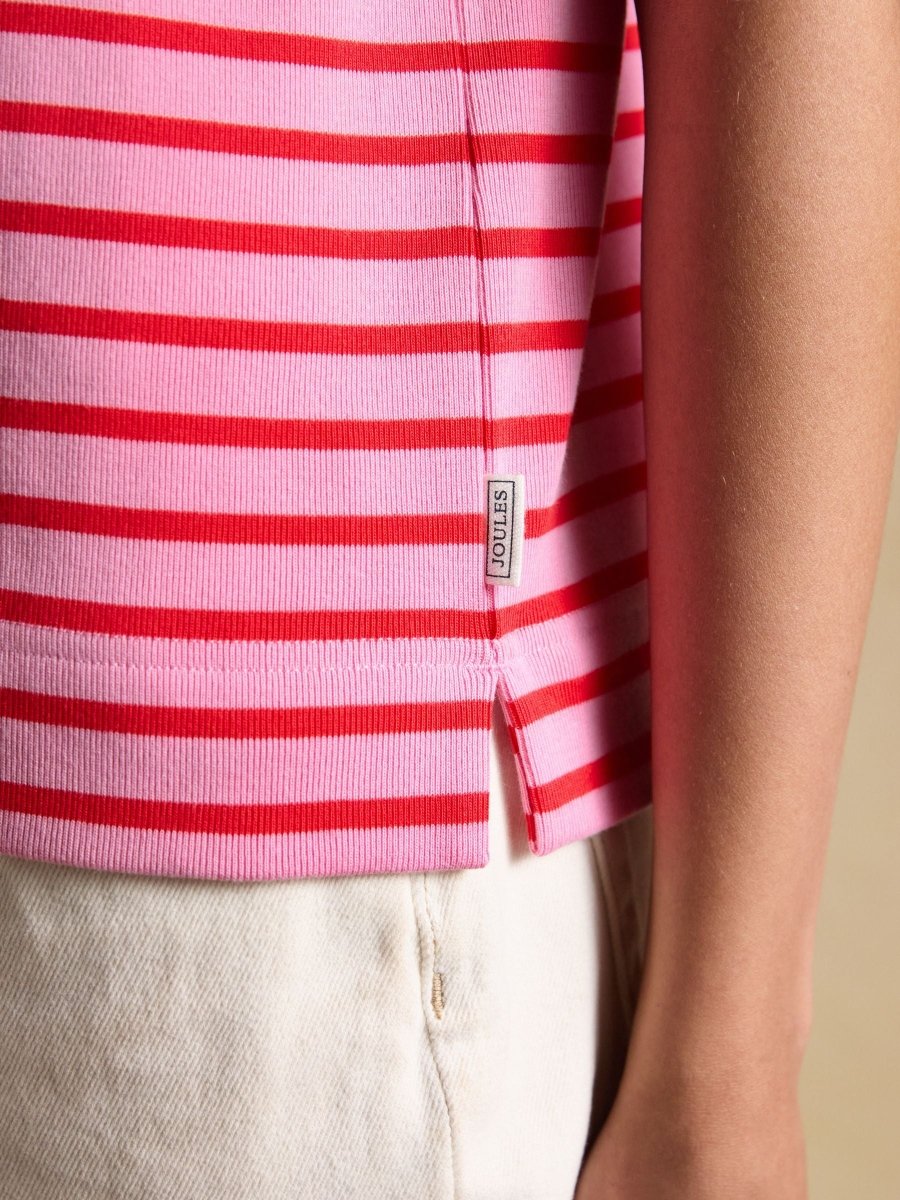 Harbour Pink Red Short Sleeve Boat Neck Breton Top - RUTHERFORD & Co
