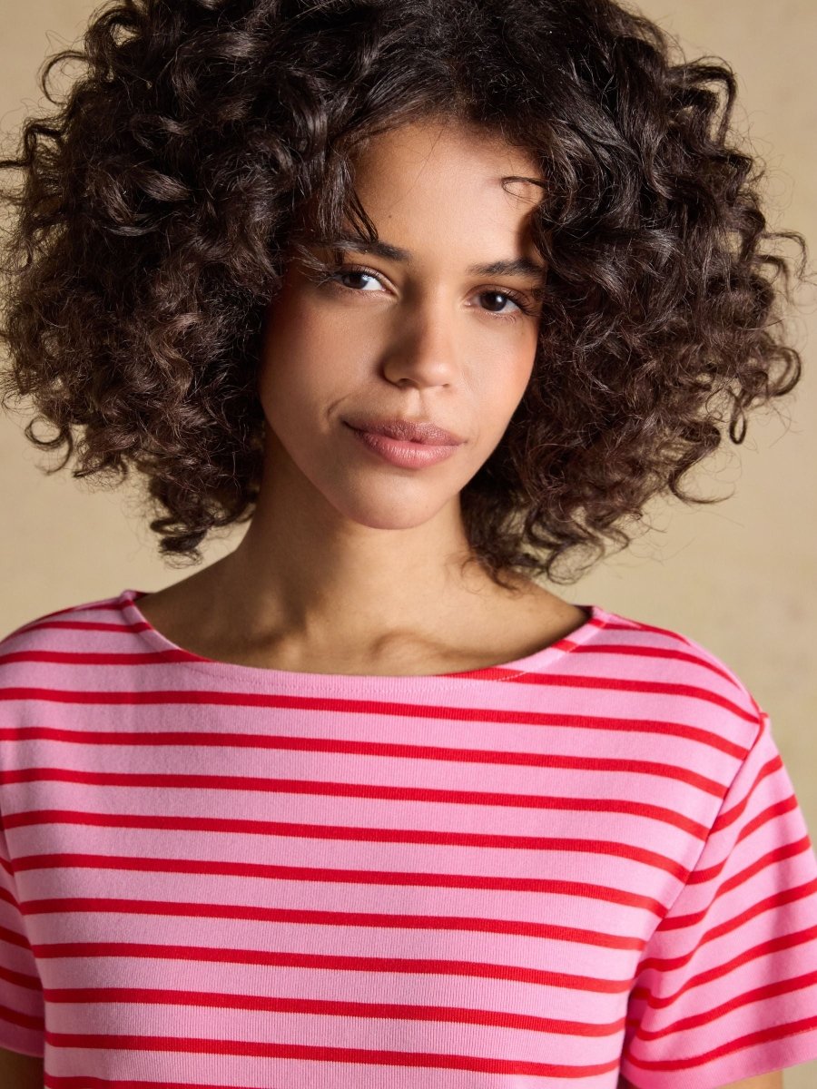 Harbour Pink Red Short Sleeve Boat Neck Breton Top - RUTHERFORD & Co